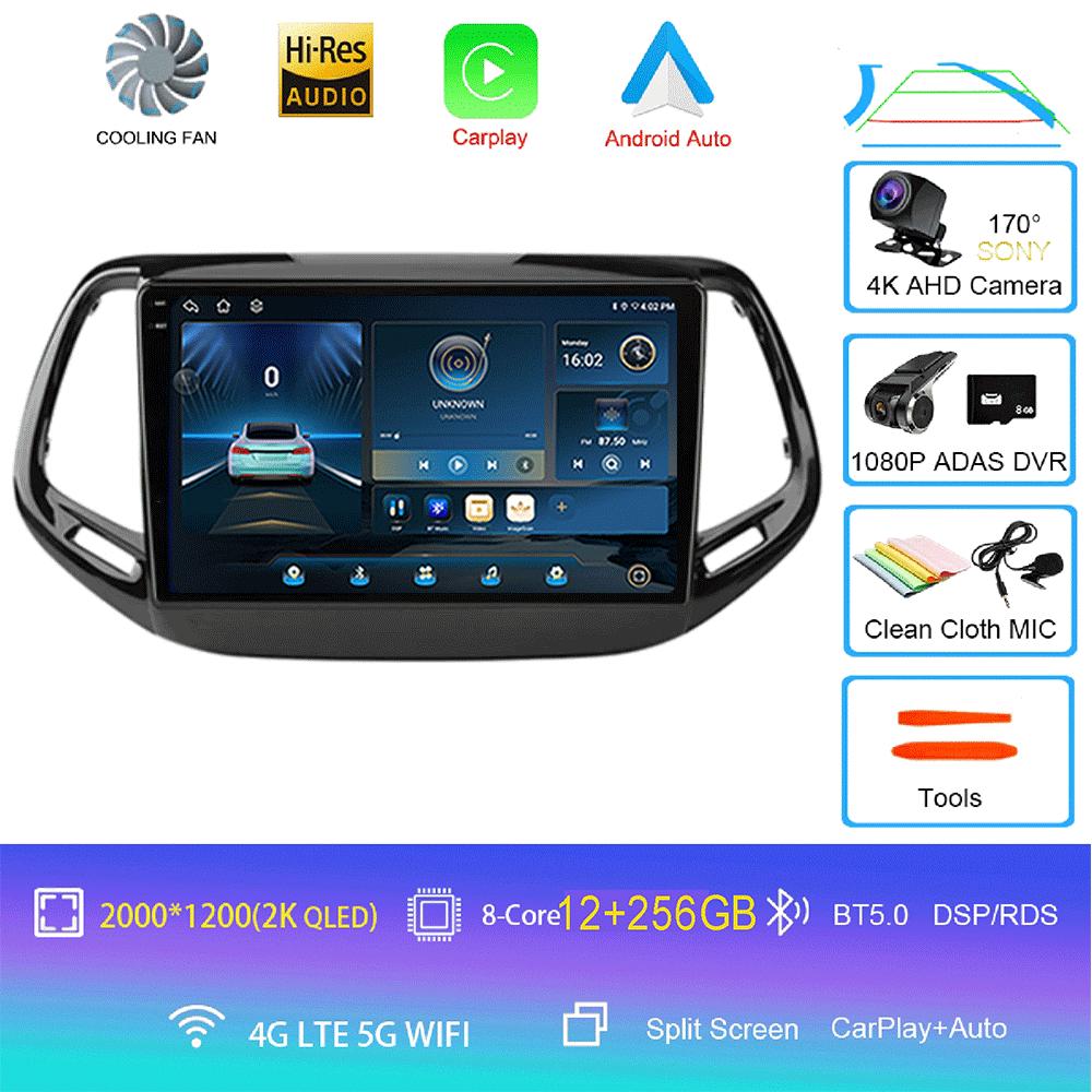 Android 14 Carplay Auto WIFI+4G Для Jeep Compass 2017 2018 2019 Автомагнитола GPS Стерео Мультимедийный Видеоплеер 2din Головное Устройство DSP