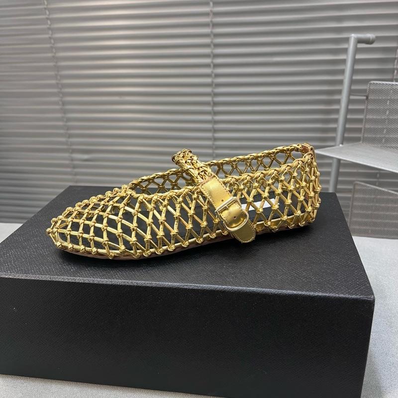 Мода 2025 Лето Балетки Женские Туфли Мэри Джейн Женские На плоской подошве Сетчатые Рыболовная сеть Полые Одинарные туфли Сандалии