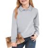 Kids' Notch Collar Shirt - Solid Color Long Sleeve Dress Blouse