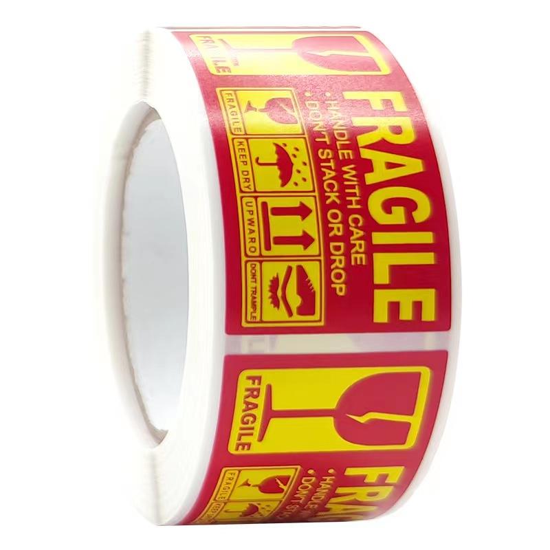 250PCS/Roll Warning Sign 25*45mm Adhesive Round Label Sticker for Fragile Products Box Packaging Decoration
