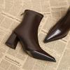 Модные женские ботильоны с острым носком 2025 Новые осенние элегантные уличные туфли на высоком каблуке Женская мода Молнии Дизайнерские короткие ботинки Женские