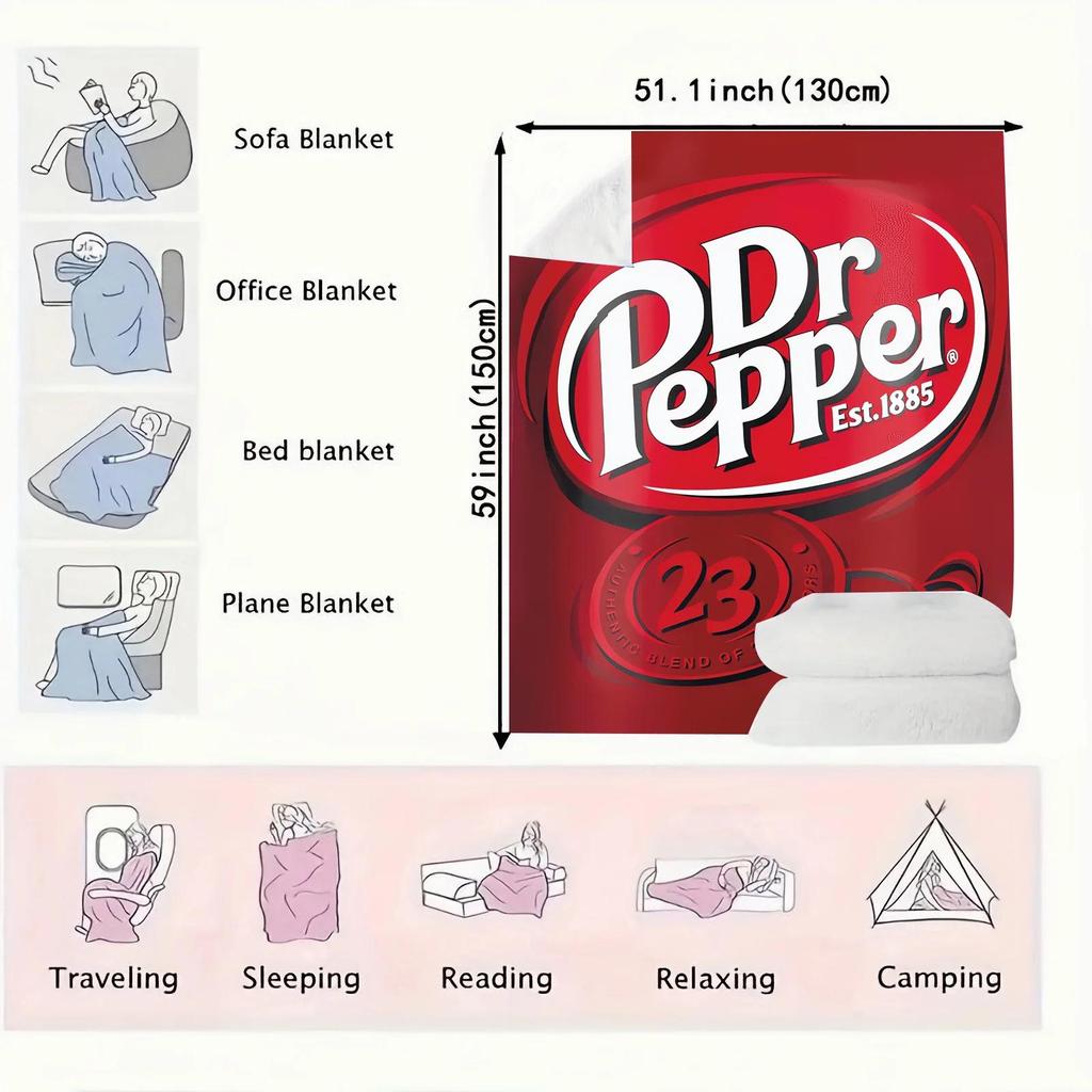 Dr Pepper Flannel Blanket Soft Plush Thin Quilt for Bed Office Use Multipurpose Comforter Holiday Gift Idea