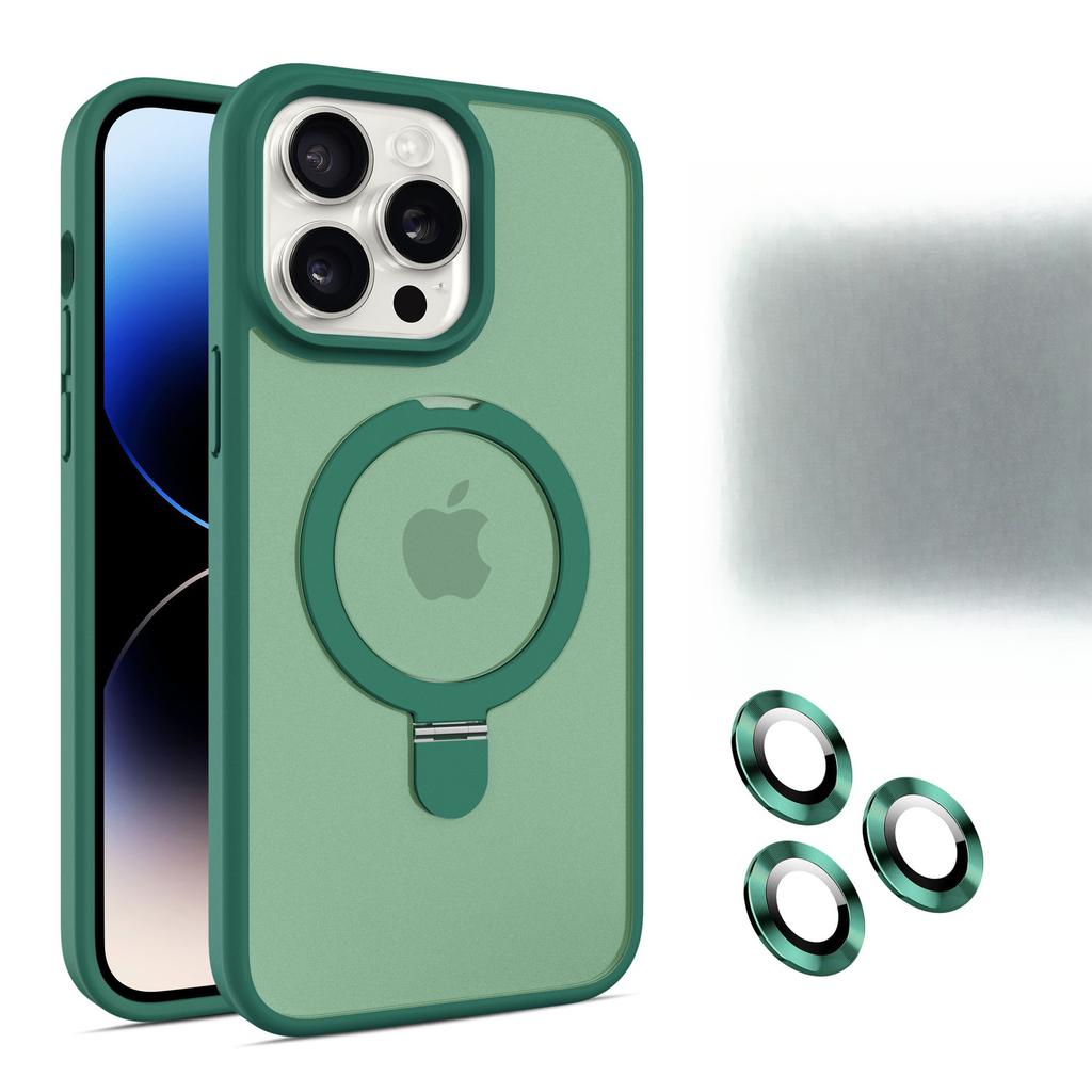 Подходит для IPhone15, Магнитный чехол для телефона, Ремешок против падения, Пленка для объектива, 14Promax, Apple 13, Матовая поверхность, Подставка