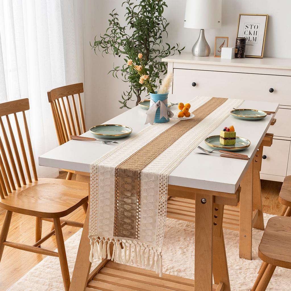 Богемный Рустикальный Свадебный Декор Скатерть из Хлопка и Льна для Свадебного Ужина или Девичника