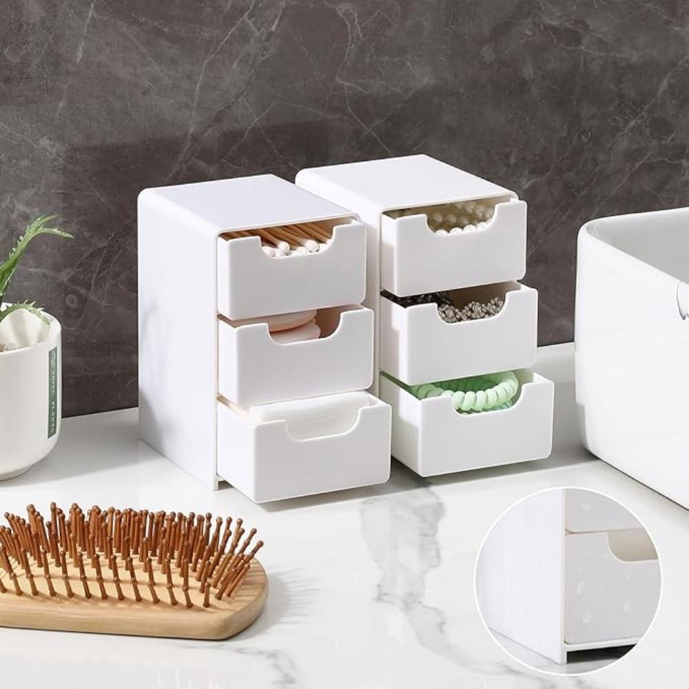 1 шт. Мини-органайзер с 3 ящиками, многофункциональный ящик для хранения офисных принадлежностей, косметики, ювелирных изделий и предметов первой необходимости для ванной комнаты