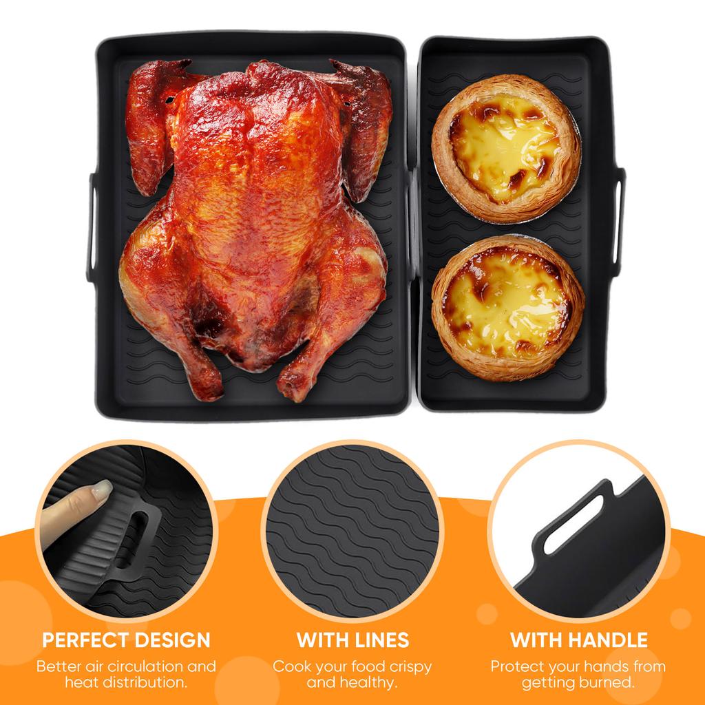 2PCS Air Fryer Silicone Tray Dish Rectangular Reusable Silicone Liners Basket Baking Pan Oven Pot Plate Air Fryer Accessories