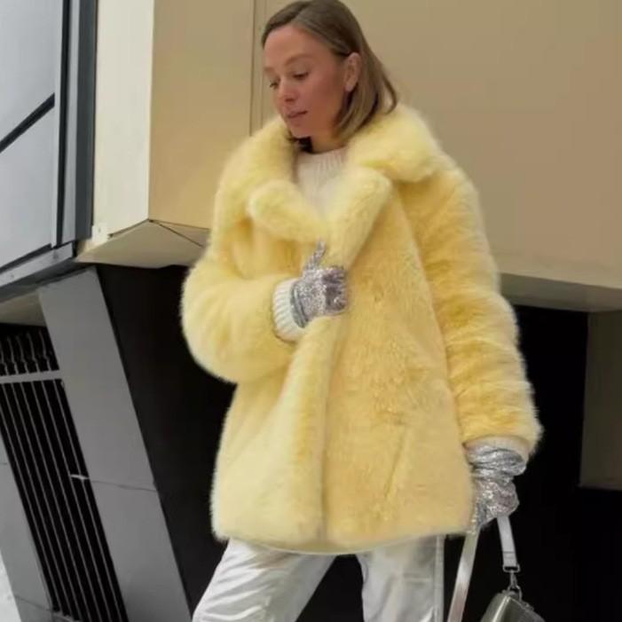 Autumn and winter fur jacket women's European and American casual loose fox fur jacket suit collar toka environmentally friendly fur jacket women