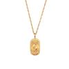 Stainless Steel Zodiac Pendant Necklace Women Minimalist Fashion Jewelry Daily Wear Oval Charm With Zircon Stone