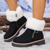 Large Size Women's Cotton Shoes Autumn and Winter New Round Head Square Heel Thickened Velvet Side Zipper Sewn Shoes Snow Boots
