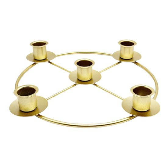 Advent Wreath Candle Holder Christmas Candle Ring Stand for 4/5 Taper Candles Gold Metal Advent Wreath Ring for Christmas Holiday Home Party Church