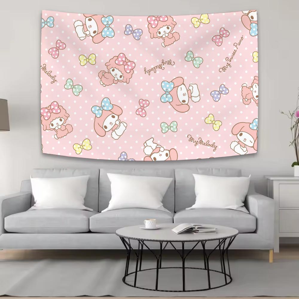 Cute Kawaii Cartoon MMy MMelody Tapestry Background Hanging Cloth Bedroom Room Decor Aesthetic Tapestry Wall Party