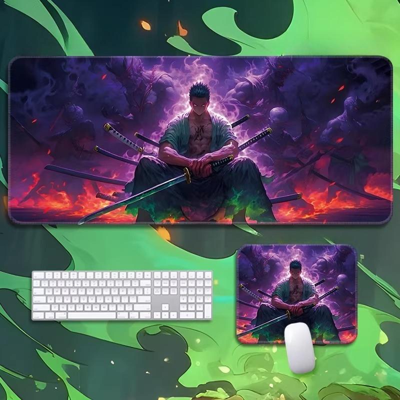 Высококачественный кожаный коврик для мыши Roronoa Zoro ONE PIECE, очень большой, маленький, мультяшный, офисный, игровой, киберспортивный, подкладка для компьютерной клавиатуры, настольный мат, анимационная периферия