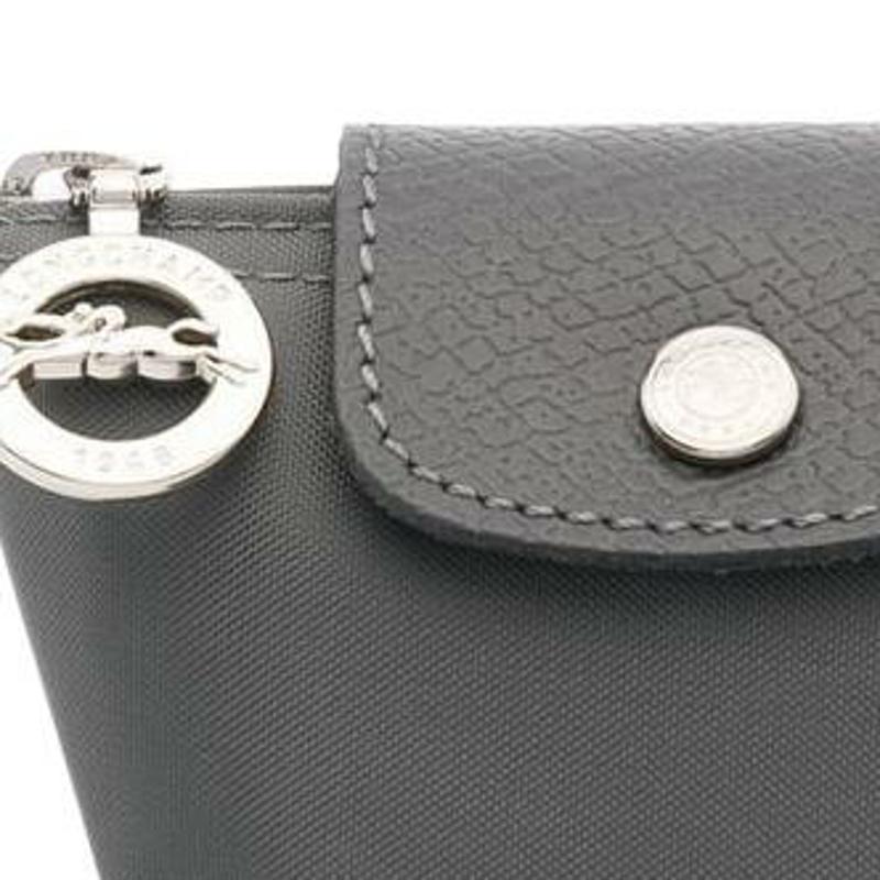 New LONGCHAMP Le Pliage Green Canvas With Leather Trim Dumpling Bag Canvas Bag Coin Purse Women's Gray 30016919P66