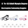 Adult 0 To -8.0 Myopia Electroplated Swim Glasses Waterproof Anti Fog Swim Goggles