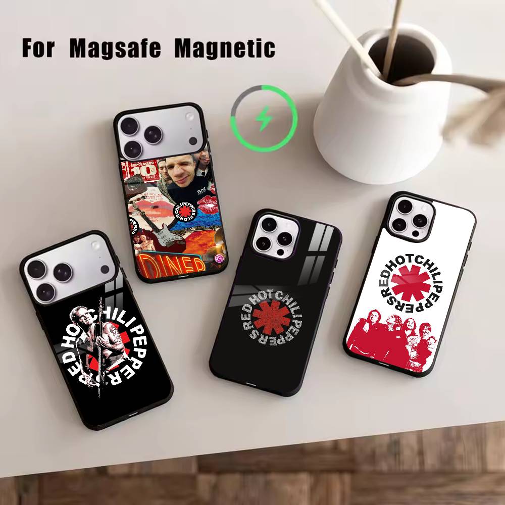 R-Red Hot Chili Peppers Чехол для телефона для iPhone17,16,15,14,13,12,11 Plus,Pro Магнитный для Magsafe Беспроводной зарядки