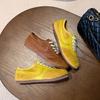 Flat Bottom Women's New Spring and Autumn Retro Brown Casual Sports Women's Shoes Yellow Little White
