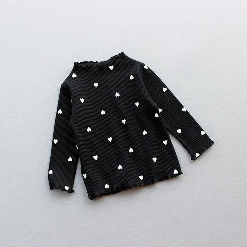 Детская одежда в форме сердца с мультяшным принтом для девочек, однотонная футболка с длинными рукавами, топы