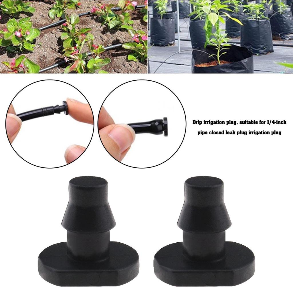 100PCS 1/4 Inch Drip Irrigation End Plugs, Plastic Garden Hose Stoppers for PE Pipeline Connection, Greenhouse, Flower Bed, Courtyard Watering System