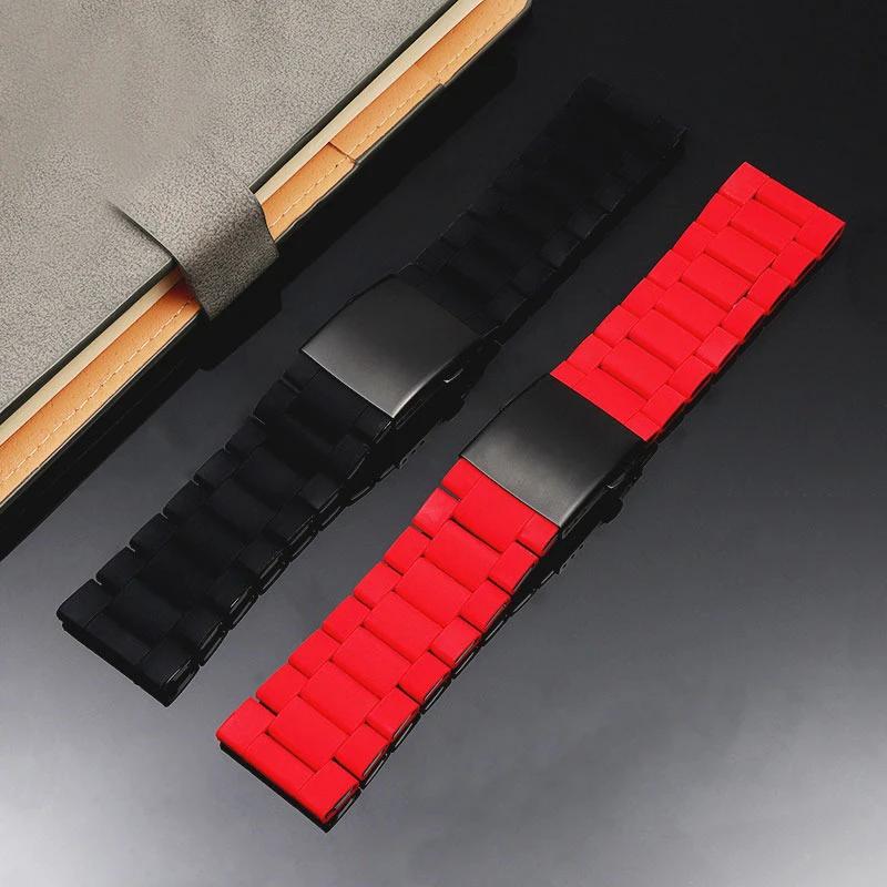 Силиконовый ремешок из нержавеющей стали для часов Diesel Watch Strap DZ7396 DZ7370 DZ4289 DZ7070 DZ7395 Мужской резиновый водонепроницаемый браслет 28 мм