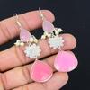 Розовый халцедон драгоценный камень 925 стерлинговое серебро капля висячие этнические серьги ювелирные изделия