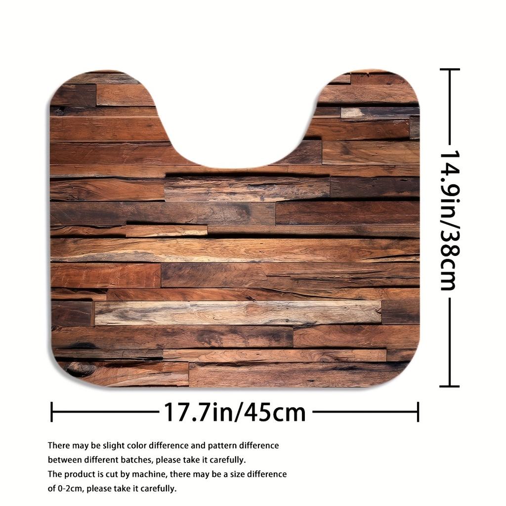 4 шт. роскошные деревянные планки с узором, наборы занавесок для душа, водонепроницаемые для ванной комнаты, нескользящие коврики для ванной комнаты, крышка для унитаза, коврик для ванной