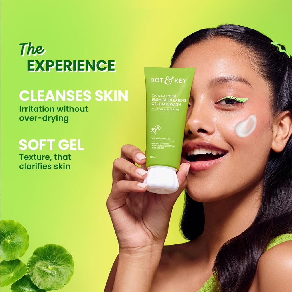 Dot & KEY Cica Calming Blemish Clearing Gel Face Wash, 175ml Each (Pack of 2)