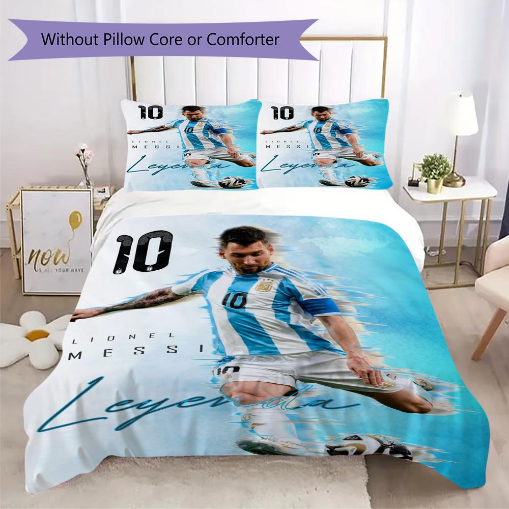Lionel Messi Soccer Legend Threepiece Set 1 Duvet Cover 2 Pillowcase Without Core Without Core Bedding Set Soft And Comfortable