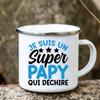 Кружки с принтом Super Papy Креативные кофейные чашки Кружка для питья воды, чая Туристическая кружка Эмалированная кружка Для улицы, дома С ручкой Посуда для напитков Подарок для дедушки