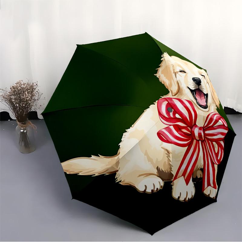1 шт. Собака, БантАвтоматический Открывающийся/Закрывающийся Складной Зонт, Компактный Портативный Дорожный Зонт, Идеальный Подарок на День Рождения/Праздник, Милый Зонт y042