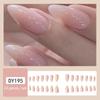 24 Pcs Spring Summer Nude White Press On Nail Medium Length Stiletto Almond Fake Nail Nude Pink Gradient Natural Nail Design For