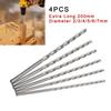 200mm Long High Speed Steel Drill Bits Set of 4 for Metal Drilling