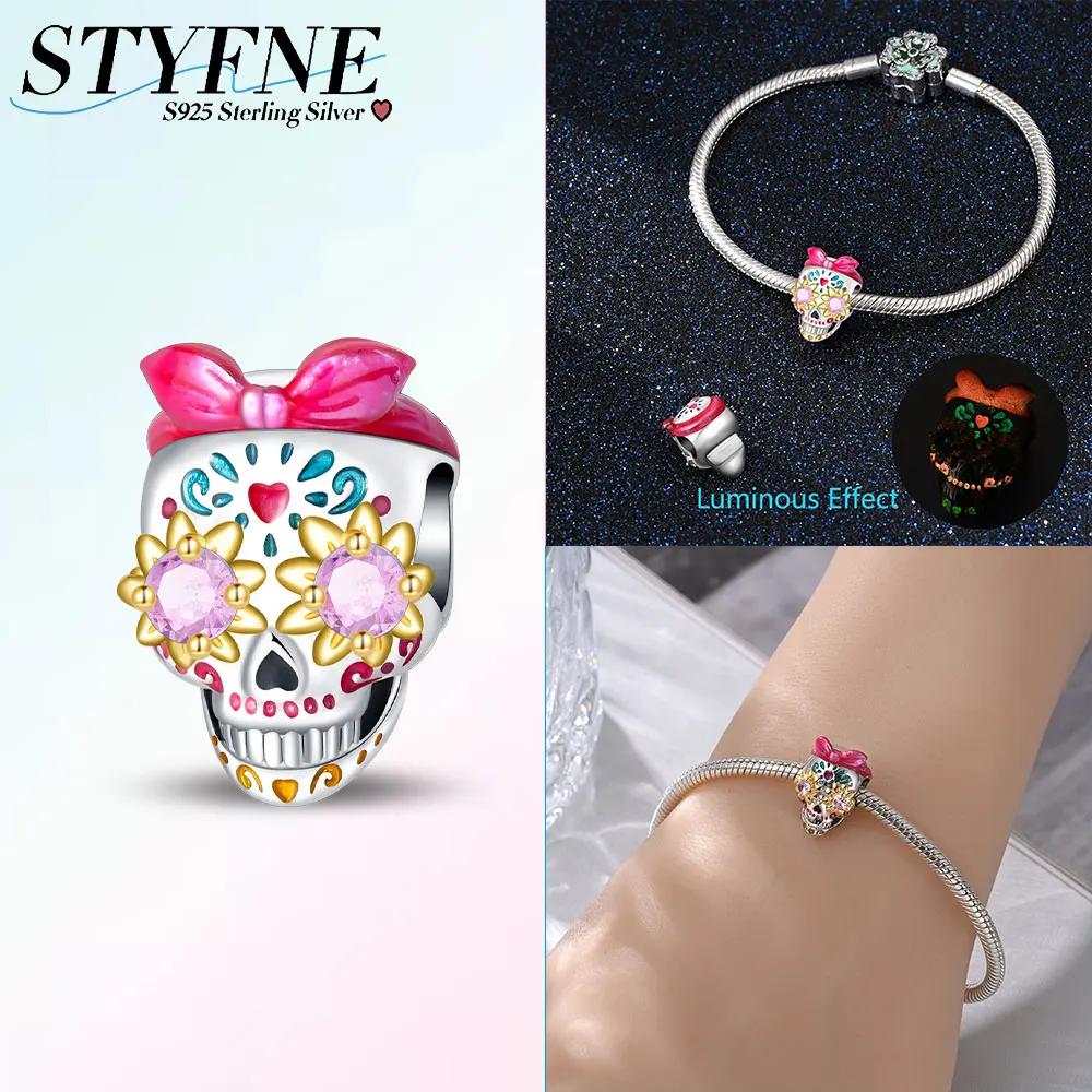 Anniversary Charms Copper Colored Zircon Skull Cat Heart Rose Beads Night Elf Pendants Fit Snake Chain Bracelet Diy Jewelry