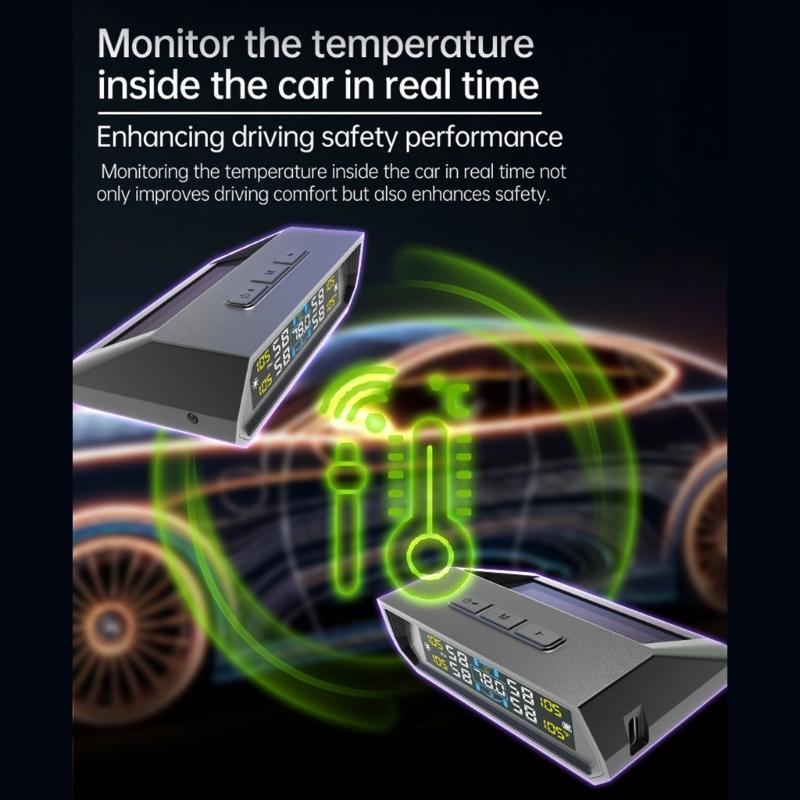 TPMS на солнечных батареях со встроенными датчиками для мониторинга давления и температуры в шинах в реальном времени для автомобилей и мотоциклов