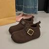Круглоголовые утепленные Birkenstocks на толстой подошве зимние новые маленькие замшевые хлопковые туфли