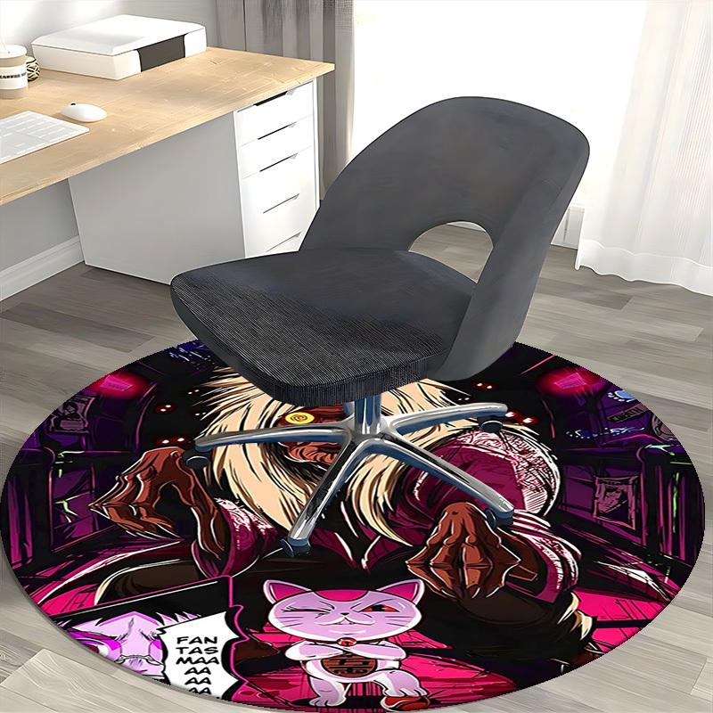 1pc Anime Demon with Cat Round Carpet - Fantasy Design Office Chair Mat