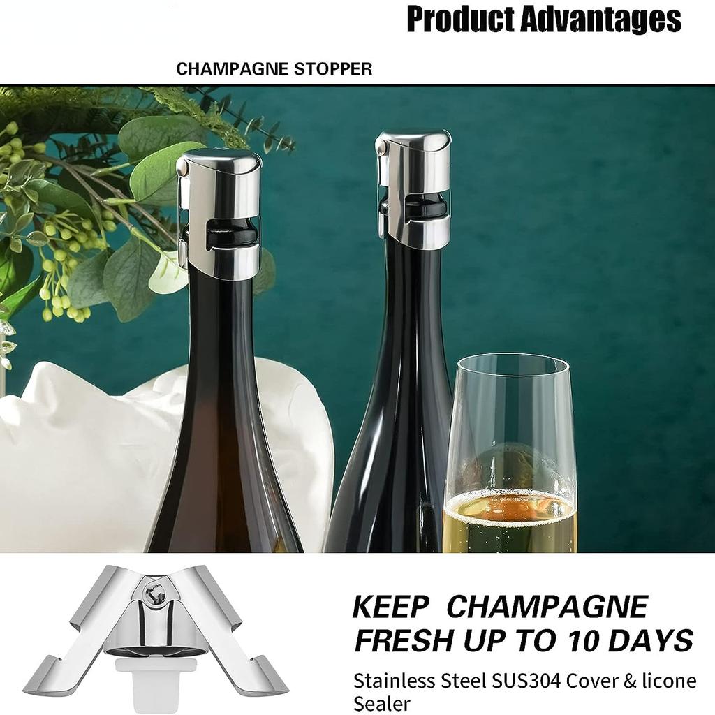Пробка для бутылки шампанского из нержавеющей стали, многоразовая пробка для шампанского, пробка для бутылки игристого вина, герметичная пробка