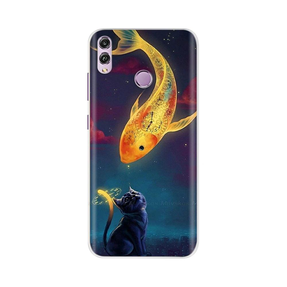 Чехол для Honor 8X Модный Прозрачный Цветной Мягкий Задняя Крышка Телефона Для Huawei Honor 8X Силиконовый Funda Бамперы Оболочки для Honor 8X
