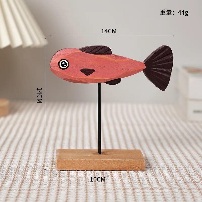 2025 Nordic Wooden Fish Statue Colorful Handmade Wood Style Desktop Ornament Creative Living Room Decor Gift for Home Art Lovers