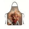 1PC Funny Chicken Apron with Long-Haired Hens Print Unisex Kitchen Cooking Grilling Apron for Poultry Farms BBQ Chef Gift