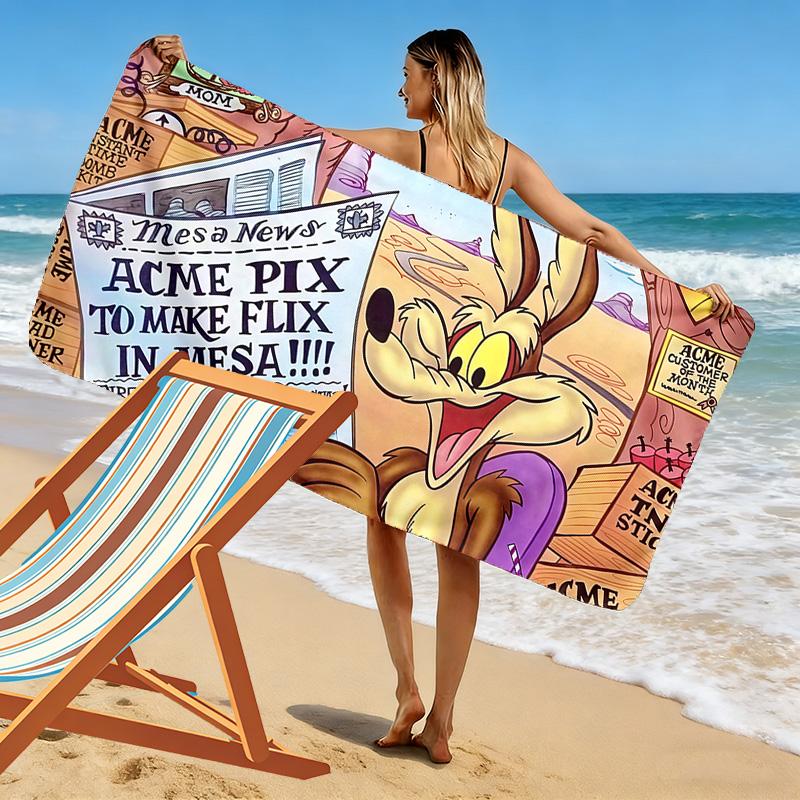 Пляжное полотенце с принтом Looney Tunes, большое, мягкое, быстросохнущее, для пляжа, кемпинга, плавания