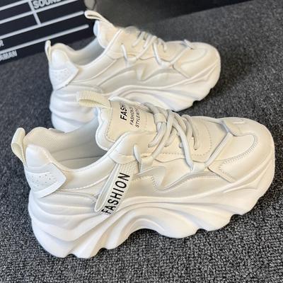 Настоящие кожаные громоздкие кроссовки с толстой подошвой, увеличивающие рост, женская обувь, весенние новинки, универсальная и легкая повседневная обувь, женские кроссовки Tide