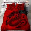 Красный Черный Дракон Принт Комплекты Пододеяльников Королева Китайский Дракон Узор Постельное Белье 3 Предмета Комплекты Наволочек Декор Спальни