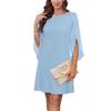 Women's Fashion Solid Color Round Neck Chiffon Patchwork Cape Half Sleeve Dresses