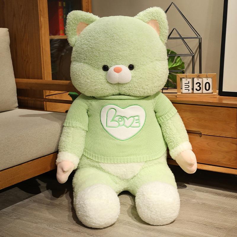 Большая плюшевая игрушка кошка в одежде, кукла кошка, детская успокаивающая тряпичная кукла, подарок на день рождения для девочки