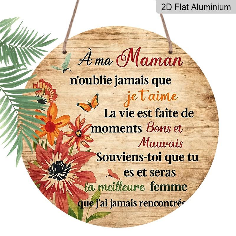 2D Flat Retro French Aluminum Wall Decoration, Available in Various Sizes with An Antique Wood Grain and Pastoral Style, Is An Ideal Choice for Home