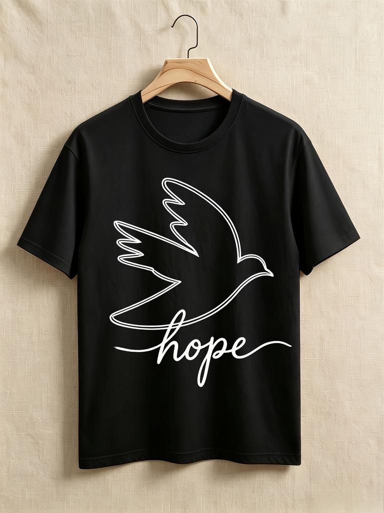 Men'S And Women'S Dove And Hope Unisex 100% T-Shirt, Soft, All-Season Casual Streetwear Essential, All-Match All-Season Style, Aff