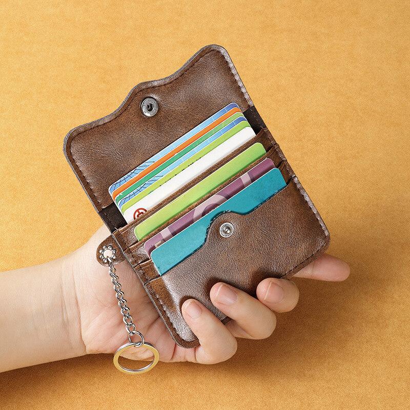 Retro 4-card Slot Card Bag Compact and Portable with Keychain Attached Making Travel More Convenient