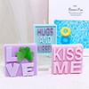 Плоская силиконовая форма для свечей с лозунгом LOVE, смайликом, дизайном клевера, для мыла, свечей, гипса, украшения торта, домашнего декора