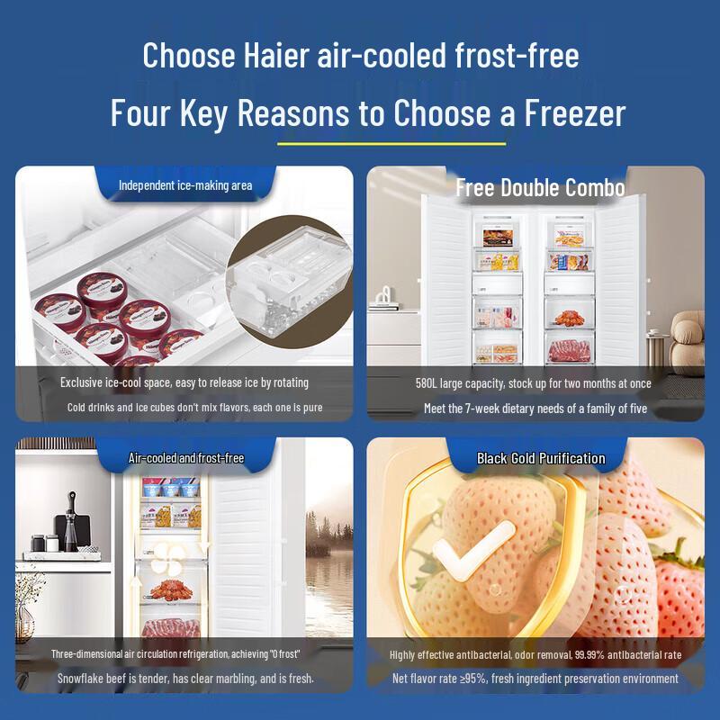 Haier 290L Frost-Free Upright Freezer CN plug (adapter included)