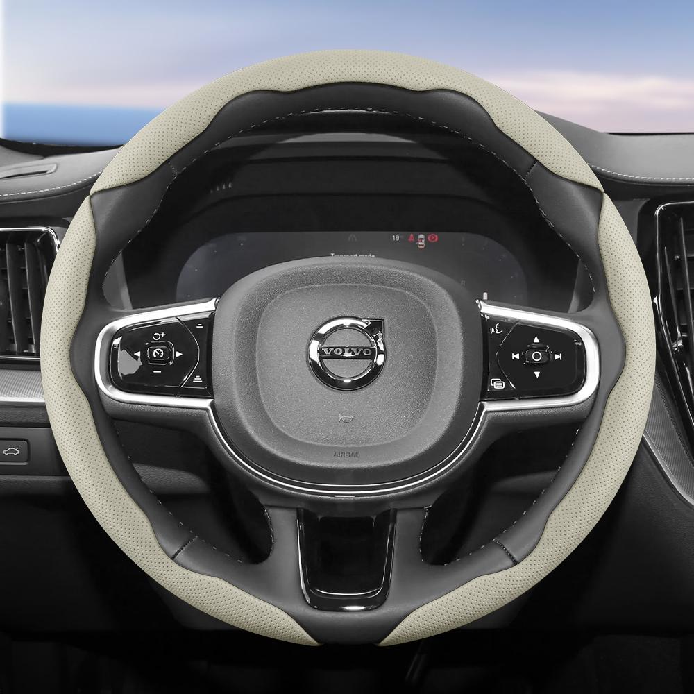 Подходит для Volvo Дышащие отверстия Кожаная накладка на руль Сегментированная конструкция с быстрым снятием Нескользящая Прочная V40 V70 S60 C30 S40 S90 Xc9
